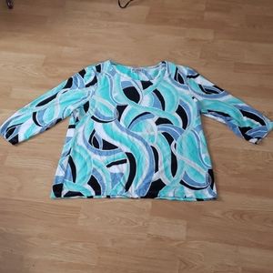 3/4 Sleeve multi-colored stretch dress top